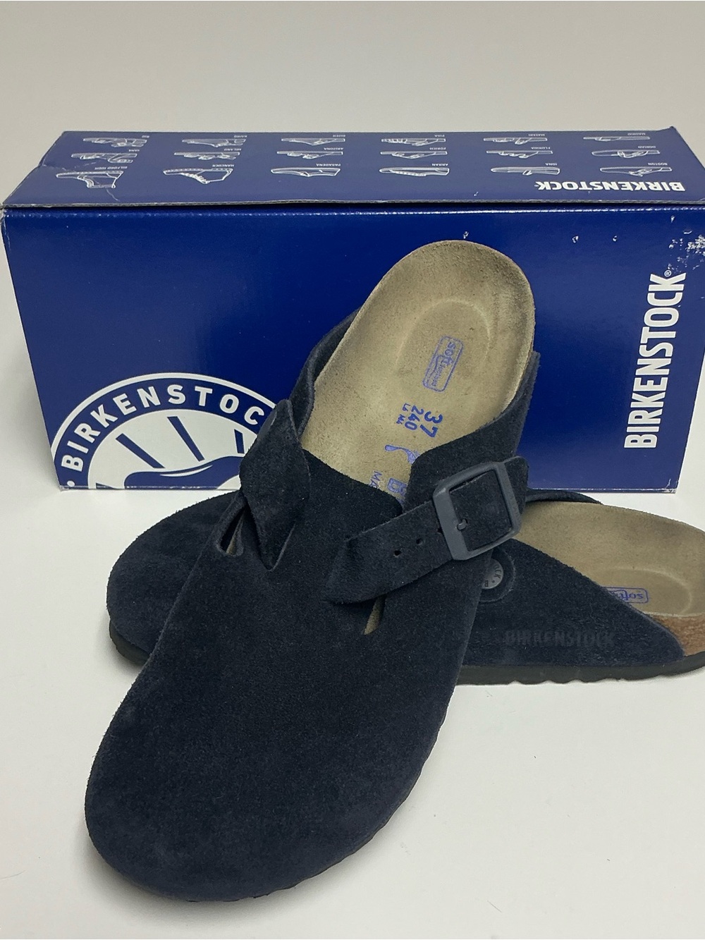 Birkenstock Boston Midnight Suede Clog Size 37 Narrow Fit with Box